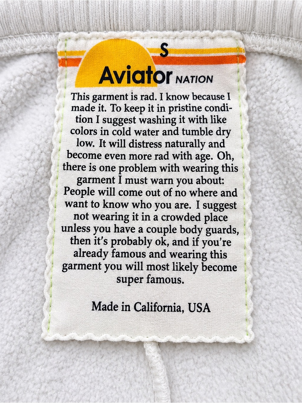 Aviator Nation White Track Pants with Rainbow Side Stripes - Picture 4 of 10